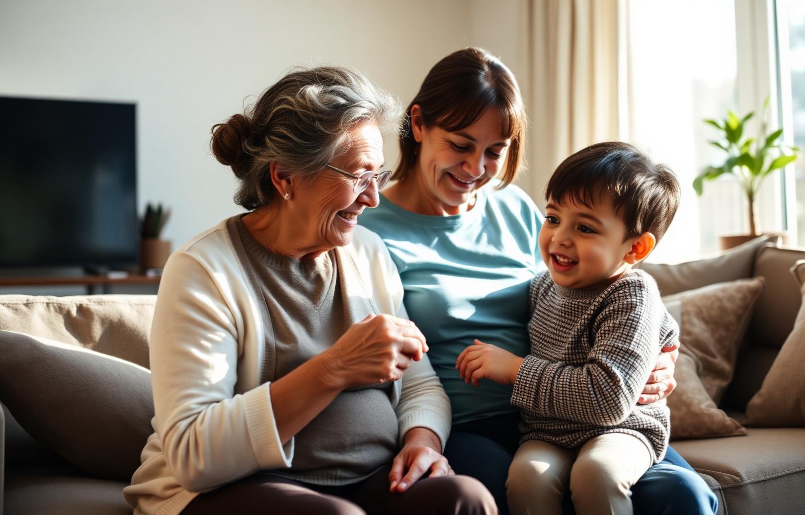Three generations of a family at home